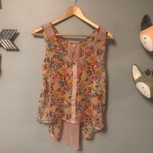 Paper crane size small sheer floral tank top. Cute for Valentine’s Day